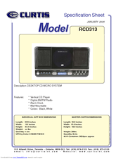 Curtis RCD313 Specification Sheet