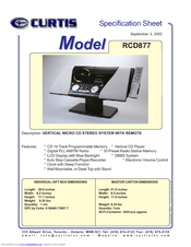 Curtis RCD877 Specification Sheet