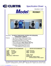 Curtis RCD621 Specification Sheet