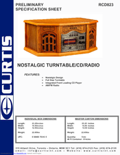 Curtis rcd823 Specification Sheet