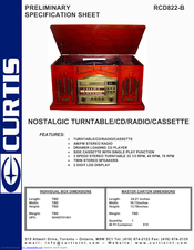 Curtis RCD822-B Specification Sheet