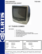 Curtis TVD1400 Specification Sheet