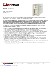 CyberPower UP625 Specification Sheet