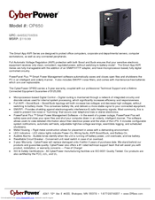 CyberPower OP650 Specification Sheet