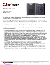 CyberPower OP1250 Specification Sheet