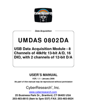CyberResearch UMDAS 0802DA User Manual