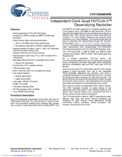 Cypress Semiconductor Quad HOTLink II CYV15G0404RB Specification Sheet