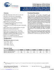 Cypress Semiconductor CY7C1168V18 Specification Sheet