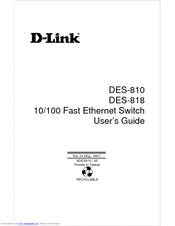 D-Link DES-818 - Switch User Manual