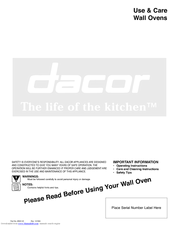 Dacor ACS363 Use & Care Manual