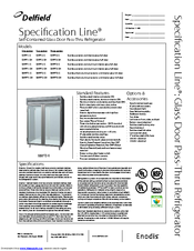 Delfield Specification Line SSRPT1-G Specifications