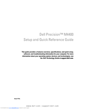 Dell M4400 - Precision Mobile Workstation Quick Reference Manual