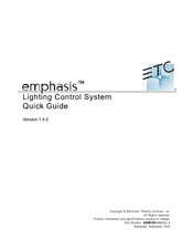 Etc Emphasis Lighting Control System Quick Manual