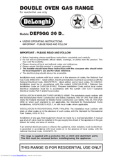 DeLonghi DESFGG 36 D Series User Operating Instructions Manual