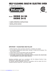 DeLonghi DEBIE 24 SS Operating Instructions Manual