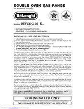 DeLonghi DEFSGG 36 Installation Instructions Manual