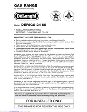 DeLonghi DEFSGG 24 SS Installation Instructions Manual