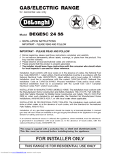 DeLonghi DEGESC24SS Installation Instructions Manual