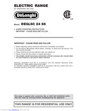 DeLonghi DEGLSC24SS User Operating Instructions Manual