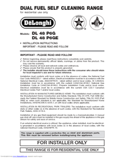 DeLonghi DL 48 P6G Installation Instructions Manual