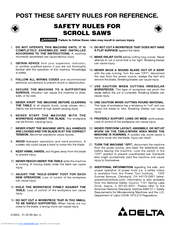 Delta 15'' scroll saw Safety Manual