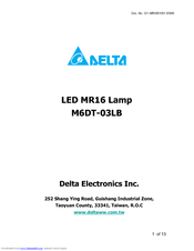Delta LED MR16 Lamp M6DT-03LB Specification