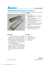 Delta 10GBASE-SR XFP Optical Transceiver TSP-10G3A1EER Specification Sheet