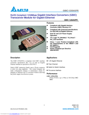 Delta Electronics GBIC-1250A5FR Specification Sheet