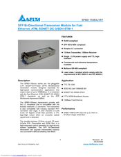 Delta Electronics SFP Bi-Directional Transceiver Module SPBD-155E4J1RT Specification Sheet