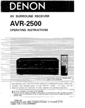 Denon AVR-2500 Operating Instructions Manual