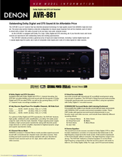 Denon AVR-881 Datasheet