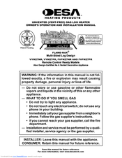 Desa FLAME-MAX FVFM27PR Owner's Operation And Installation Manual