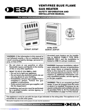 Desa GCP10TGCN20T Safety Information And Installation Manual