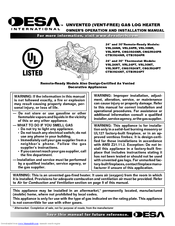 Desa VRL30PT Owner's Operation And Installation Manual