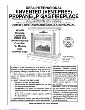 Desa CSGF28PV Owner's Operation And Installation Manual
