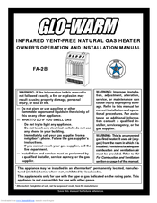 Desa Glo-Warm FA-2B Owner's Operation And Installation Manual