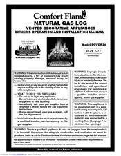 Comfort Flame PCVDR24 RGA Owner's Operation And Installation Manual