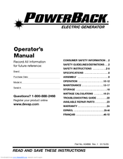DeVillbiss Air Power Company PowerBack GM1000 Operator's Manual