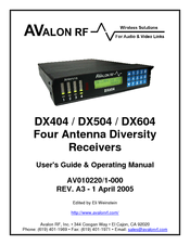 Avalon RF DX504 User's Manual & Operating Manual