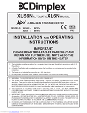 Dimplex XL6N Installation And Operating Instructions