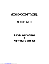Dixon ZTR KODIAK ELS 60 Safety And Operating Manual