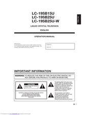 Dolby Laboratories LC19SB15U - 19 720p Widescreen LCD HDTV ATSC/NTSC Tuners Operation Manual