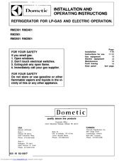 Dometic rm2401 Installation And Operating Instructions Manual