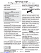Draper 220V Signature/Series E Installation & Operating Instructions