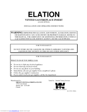 Drolet ELATION Installation And Operating Instructions Manual