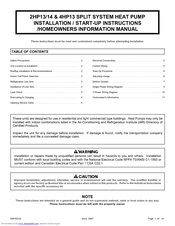 Allied 2HP13/14 Installation/Start-Up Instructions/Homeowners Information Manual