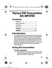 Dynex DX-MP3FM - Digital FM Transmitter User Manual