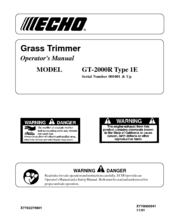 Echo GT-2000R Type 1E Operator's Manual