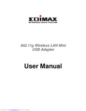 Edimax 802.11g Wireless LAN Mini USB Adapter User Manual