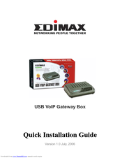 Edimax USB VoIP Gateway Box None Quick Installation Manual